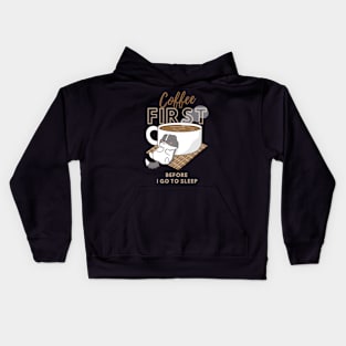 Funny Cute Animal Coffee lover Kids Hoodie